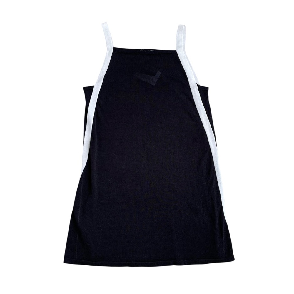 Zara Black White Trim Silk Blend Knit Slip Dress Sheer Mini NWT S